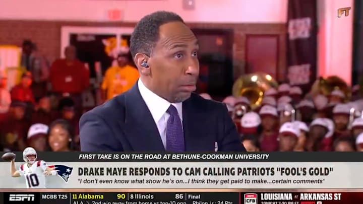 Stephen A. Smith called Drake Maye a liar because he didn’t know Cam Newton was on ‘First Take.'