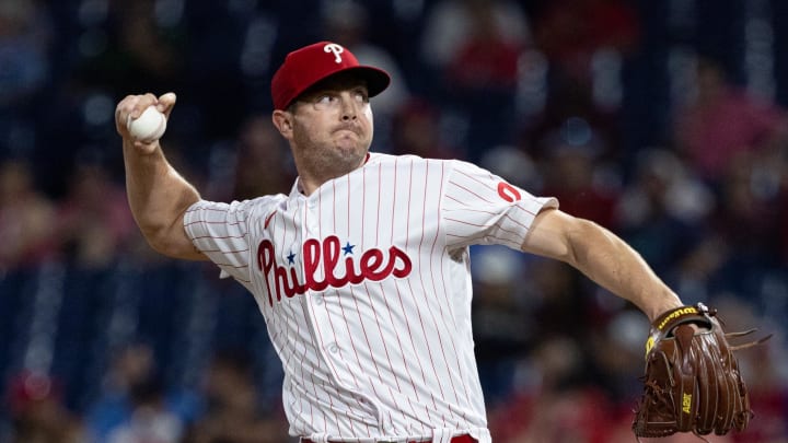 Jun 1, 2022; Philadelphia, Pennsylvania, USA; Philadelphia Phillies relief pitcher Corey Knebel (23) throws a pitch during the ninth inning against the San Francisco Giants at Citizens Bank Park. Mandatory Credit: Bill Streicher-USA TODAY Sports