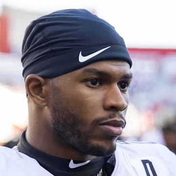 Oct 19, 2024; Tucson, Arizona, USA; Colorado Buffalos safety Shilo Sanders (21) against the Arizona Wildcats at Arizona Stadium. Mandatory Credit: Mark J. Rebilas-Imagn Images