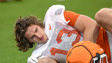 Clemson defensive end Will Heldt (13) during the football practice at the Allen N. Reeves Football Complex at Clemson University in Clemson, S.C. Wednesday, March 5, 2025.