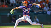 Clemson junior Ethan Darden (39) pitches to South Carolina during the bottom of the first inning of the Reedy River Rivalry at Fluor Field in Greenville, S.C. Saturday, March 1, 2025.