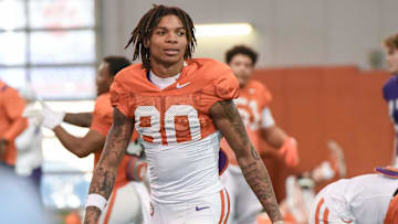 Clemson receiver Tristan Smith (80) during the football practice at the Allen N. Reeves Football Complex at Clemson University in Clemson, S.C. Monday, March 3, 2025.
