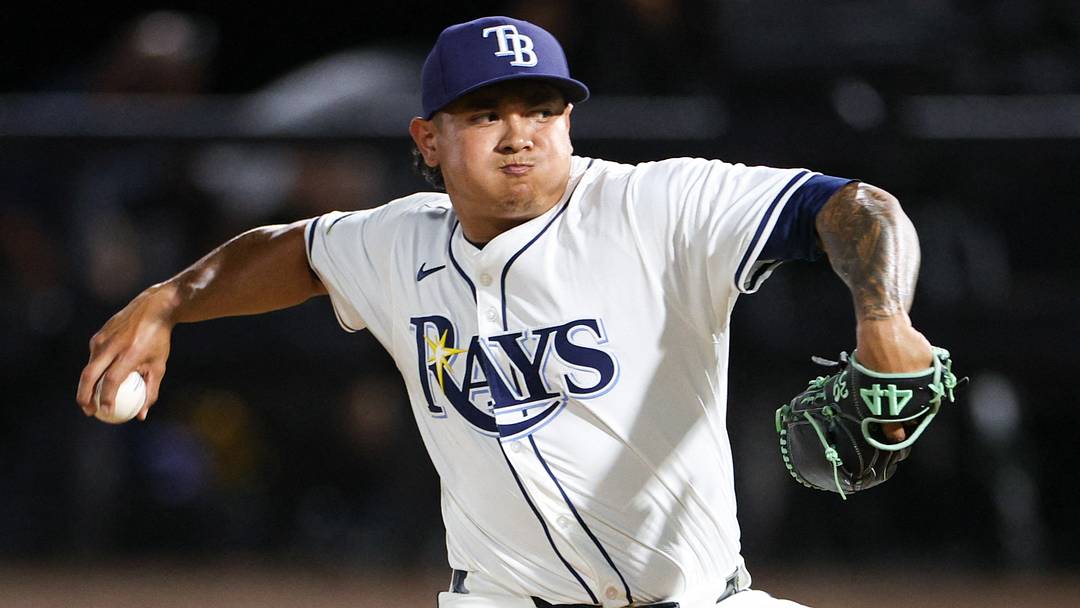 Mar 31, 2025; St. Petersburg, Florida, USA; Tampa Bay Rays pitcher Manuel Rodriguez (39) throws a pitch against the Pittsburgh Pirates in the ninth inning at George M. Steinbrenner Field. Mandatory Credit: Nathan Ray Seebeck-Imagn Images