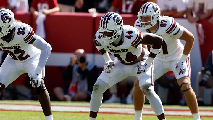 Oct 12, 2024; Tuscaloosa, Alabama, USA; South Carolina Gamecocks defensive tackle Monkell Goodwine (44) during the second half at Bryant-Denny Stadium. Mandatory Credit: Butch Dill-Imagn Images