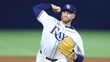 Tampa Bay starter Drew Rasmussen throws a pitch against the Pittsburgh Pirates on Monday in Tampa. 
