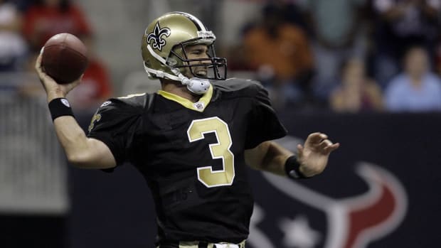 Aug 22, 2009; Houston, TX, USA; New Orleans Saints quarterback Joey Harrington (3) throws the ball against the Houston Texans