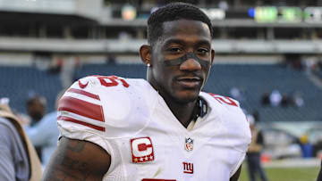 Oct 27, 2013; Philadelphia, PA, USA; New York Giants strong safety Antrel Rolle (26) after the game between the Philadelphia Eagles and New York Giants at Lincoln Financial Field. The New York Giants won the game 15-7. Mandatory Credit: John Geliebter-Imagn Images