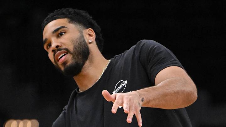 Mar 14, 2026; Boston, Massachusetts, USA; Boston Celtics forward Jayson Tatum (0) during warmups before a game against the Washington Wizards at the TD Garden. Mandatory Credit: Brian Fluharty-Imagn Images