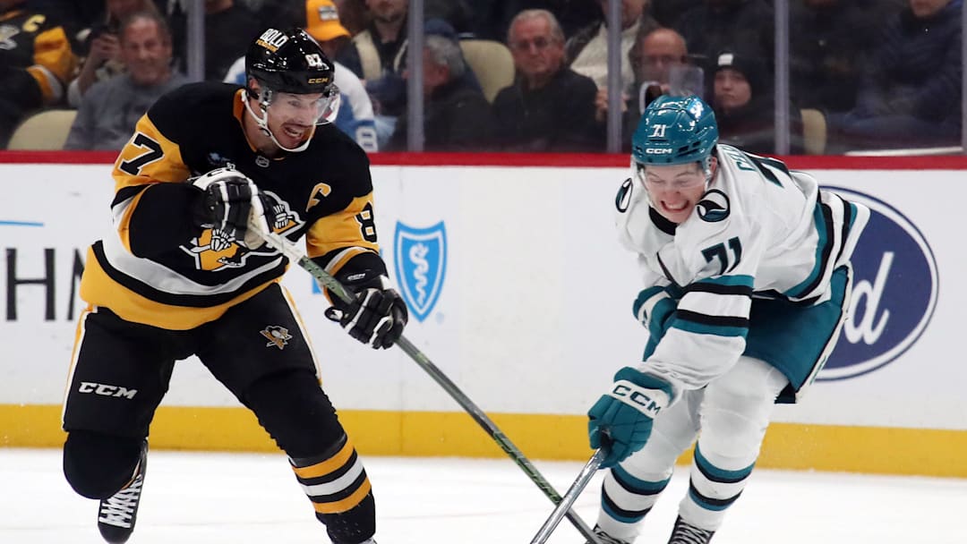 Sidney Crosby, Macklin Celebrini | San Jose Sharks vs Pittsburgh Penguins, NHL