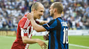 Dutch legends Arjen Robben (left) and Wesley Sneijder (right) faced each other in the 2010 Champions League final between Bayern Munich and Inter Milan.