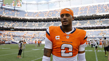 Sep 7, 2025; Denver, Colorado, USA; Denver Broncos cornerback Pat Surtain II (2) reacts after the game at Empower Field at Mile High. Mandatory Credit: Isaiah J. Downing-Imagn Images