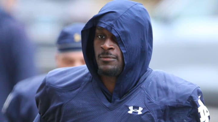 Notre Dame running back Jeremiyah Love (4) at Notre Dame spring football practice Thursday, March 7, 2024, at the Irish Athletics Center in South Bend.