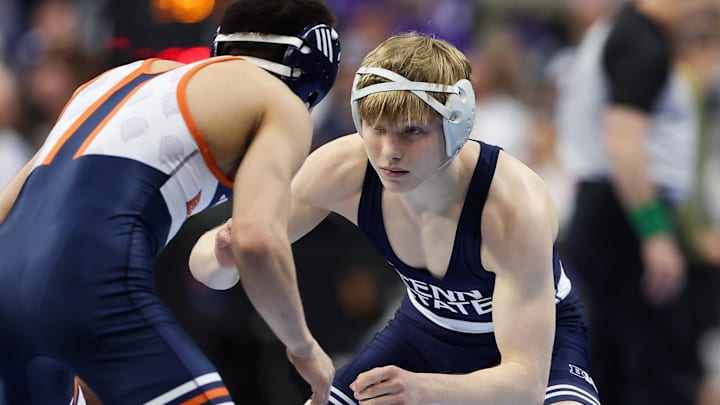 Penn State wrestler Braeden Davis, right, competes at the 2025 NCAA Wrestling Championships. Penn State wrestler Braeden Davis, right, competes at the 2025 NCAA Wrestling Championships.
