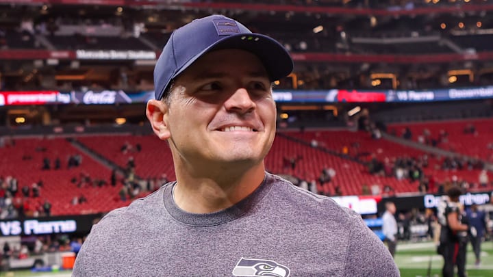 Seattle Seahawks head coach Mike MacDonald walks off the field