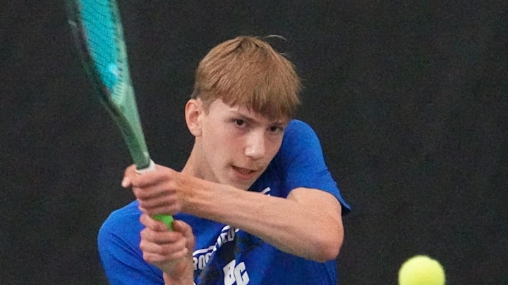 Brookfield Central's Andrey Semin competes in the WIAA Division 1 state boys team tennis championships, Saturday, June 14, at Nielsen Tennis Stadium in Madison, Wisconsin. Brookfield Central's Andrey Semin competes in the WIAA Division 1 state boys team tennis championships, Saturday, June 14, at Nielsen Tennis Stadium in Madison, Wisconsin.