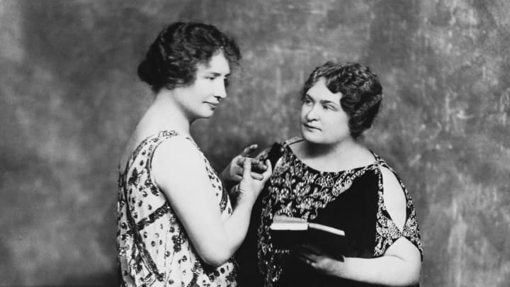 Helen Keller (left) and her interpreter, Anne Sullivan Macy