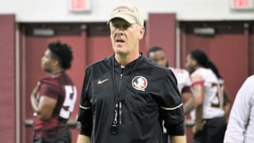 FSU tight ends coach Chris Thomsen at a Tour of Duty conditioning workout on Feb. 13, 2020.

Img 5129