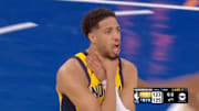 Indiana Pacers star Tyrese Haliburton uses the choke celebration after hitting a game-tying shot.