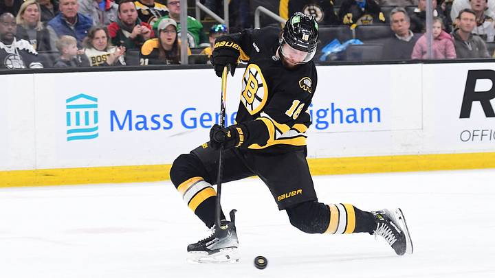 Mar 28, 2026; Boston, Massachusetts, USA; Boston Bruins center Pavel Zacha (18) shoots and scores a goal during the first period against the Minnesota Wild at TD Garden. Mandatory Credit: Bob DeChiara-Imagn Images Mar 28, 2026; Boston, Massachusetts, USA; Boston Bruins center Pavel Zacha (18) shoots and scores a goal during the first period against the Minnesota Wild at TD Garden. Mandatory Credit: Bob DeChiara-Imagn Images