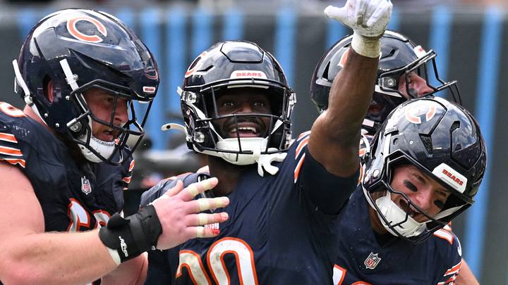 Aug 15, 2026; Chicago, Illinois, USA; Chicago Bears running back Coleman Bennett (30) reacts after scoring a touchdown against the Cleveland Browns during the second half at Soldier Field. Mandatory Credit: Patrick Gorski-Imagn Images