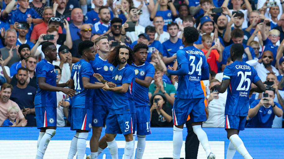 Chelsea players celebrating.