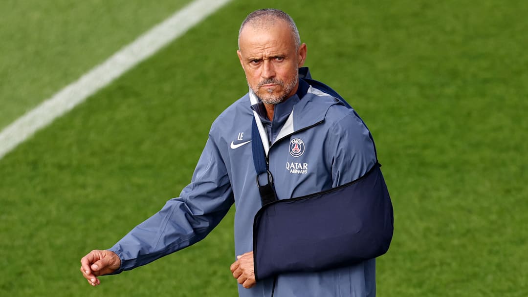 Luis Enrique à l'entrainement du PSG ce matin, veille d'Atalanta Luis Enrique à l'entrainement du PSG ce matin, veille d'Atalanta
