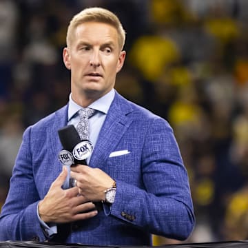 Dec 4, 2021; Indianapolis, IN, USA; Fox Sports analyst Joel Klatt during the Michigan Wolverines game against the Iowa Hawkeyes in the Big Ten Conference championship game at Lucas Oil Stadium. Mandatory Credit: Mark J. Rebilas-Imagn Images