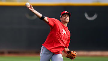 Cincinnati Reds non-roster invitee Chase Burns throws a pitch
