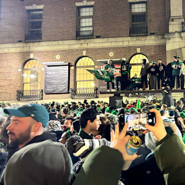 Eagles fans celebrate their Super Bowl LIX victory over Chiefs.