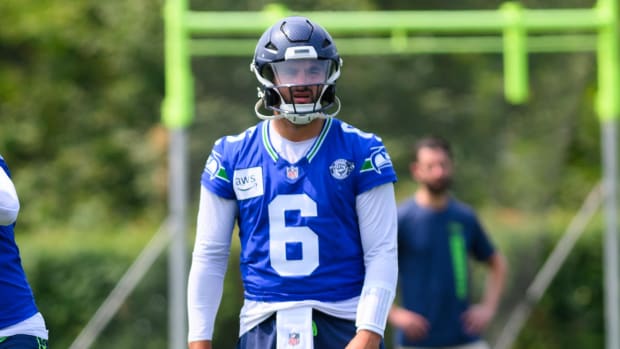 Seattle Seahawks quarterback Sam Howell during training camp at Virginia Mason Athletic Center. 