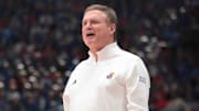 Kansas Jayhawks head coach Bill Self reacts to a play in the second half of the Sunflower Showdown game agains the Kansas State Wildcats inside Allen Fieldhouse Saturday, Jan. 18, 2025.