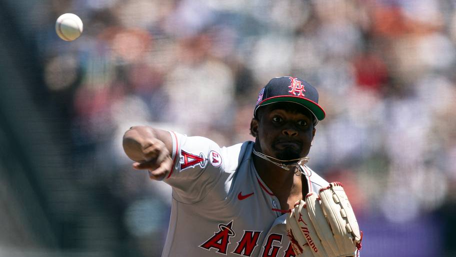José Soriano throws a pitch