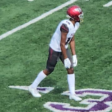 Jett Harrison of St. Joseph's Prep lines up for a play against St. Edward (Ohio) in his high school football debut.