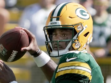 Green Bay Packers quarterback Malik Willis (2) throws a pass during the first quarter of their game against the Indianapolis Colts Sunday, September 15, 2024 at Lambeau Field in Green Bay, Wisconsin.