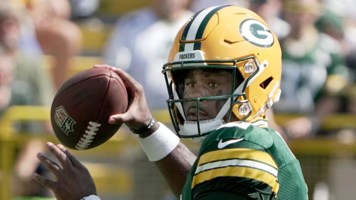 Green Bay Packers quarterback Malik Willis (2) throws a pass during the first quarter of their game against the Indianapolis Colts Sunday, September 15, 2024 at Lambeau Field in Green Bay, Wisconsin.