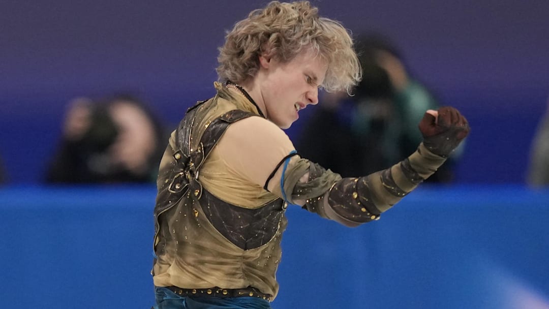 Feb 10, 2026; Milan, Italy; Ilia Malinin of the United States of America competes in men's singles short program during the Milano Cortina 2026 Olympic Winter Games at Milano Ice Skating Arena.