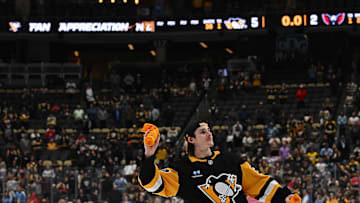Ryan Graves throws shirt at Fan Night, Washington Capitals v Pittsburgh Penguins