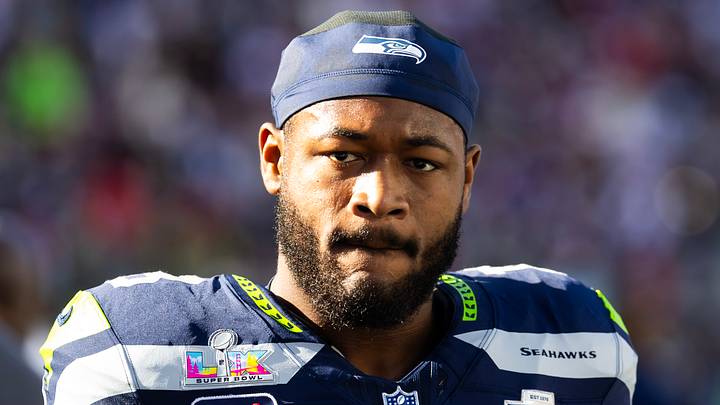Seattle Seahawks linebacker Ernest Jones IV against the New England Patriots during Super Bowl LX at Levi's Stadium. 