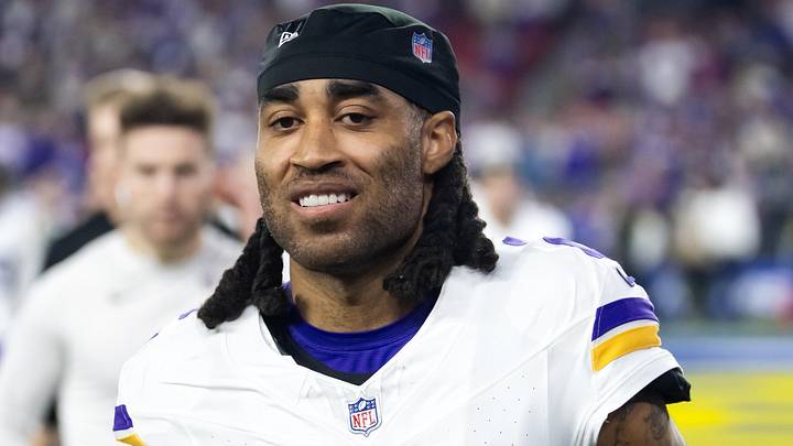 Jan 13, 2025; Glendale, AZ, USA; Minnesota Vikings cornerback Stephon Gilmore (2) against the Los Angeles Rams during an NFC wild card game at State Farm Stadium. Mandatory Credit: Mark J. Rebilas-Imagn Images
