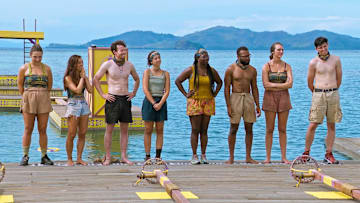 “Huge Dose of Bamboozle” – The fatiguing nature of the game is highlighted as some castaways hit their personal breaking points. Following tribal, one castaway is left visibly shaken after being left out of the vote. Then, an epic blindside takes place at tribal council, leaving some players spinning, on SURVIVOR, Wednesday, Nov. 26 Jeff Probst serves as host and executive producer. Pictured L to R: Sophi Segreti, Savannah Louie, Steven Ramm, Sophi Balerdi, Kristina Mills, Jawann Pitts, Sage