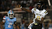 Gaffney's Jayvon Gilmore (8) passes the ball during a game against JL Mann on Friday, Aug. 30, 2024.