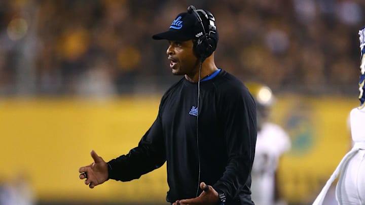 Sep 25, 2014; Tempe, AZ, USA; UCLA Bruins passing game coordinator coach Demetrice Martin against the Arizona State Sun Devils at Sun Devil Stadium. Mandatory Credit: Mark J. Rebilas-Imagn Images Sep 25, 2014; Tempe, AZ, USA; UCLA Bruins passing game coordinator coach Demetrice Martin against the Arizona State Sun Devils at Sun Devil Stadium. Mandatory Credit: Mark J. Rebilas-Imagn Images