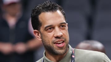 Atlanta Hawks general manager Landry Fields looks on against the Charlotte Hornets.