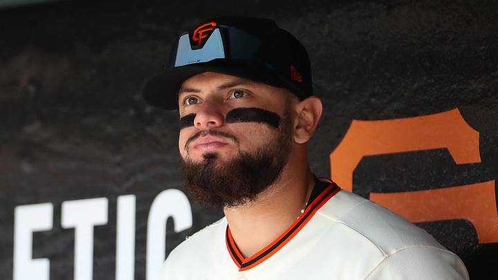 May 6, 2026; San Francisco, California, USA; San Francisco Giants right fielder Jesus Rodriguez (79) looks on before a baseball game against the San Diego Padres at Oracle Park. Mandatory Credit: Scott Marshall-Imagn Images
