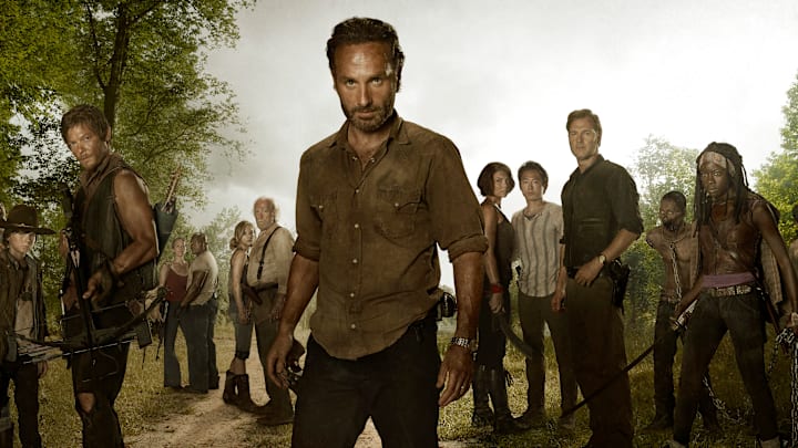 (L to R) Daryl Dixon (Norman Reedus); Carol (Melissa Suzanne McBride); T-Dog (Robert 'IronE' Singleton); Beth Greene (Emily Kinney); Hershel Greene (Scott Wilson); Rick Grimes (Andrew Lincoln); Maggie Greene (Lauren Cohan); Glenn (Steven Yeun); The Governor (David Morrissey); and Michonne (Danai Gurira). The Walking Dead - Season 3, Gallery - Photo Credit: Frank Ockenfels/AMC