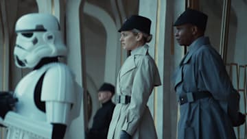 Star Wars (Second from Left - R) Dedra Meero (Denise Gough) and Grymish (Kurt Egyiawan) in Lucasfilm's ANDOR Season 2, exclusively on Disney+. ©2025 Lucasfilm Ltd. & TM. All Rights Reserved.