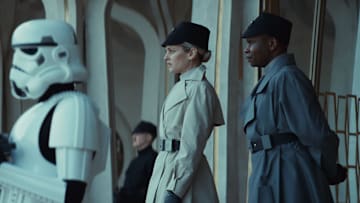 Star Wars (Second from Left - R) Dedra Meero (Denise Gough) and Grymish (Kurt Egyiawan) in Lucasfilm's ANDOR Season 2, exclusively on Disney+. ©2025 Lucasfilm Ltd. & TM. All Rights Reserved.