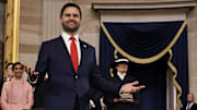 Vice President-elect former Sen. J.D. Vance (R-OH) arrives to the inauguration of U.S. President-elect Donald Trump in the Rotunda of the U.S. Capitol.