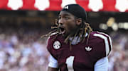 Texas A&M Aggies wide receiver Mario Craver reacts prior to the game against the Florida Gators at Kyle Field.