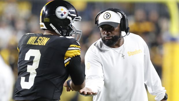 Pittsburgh Steelers quarterback Russell Wilson and coach Mike Tomlin